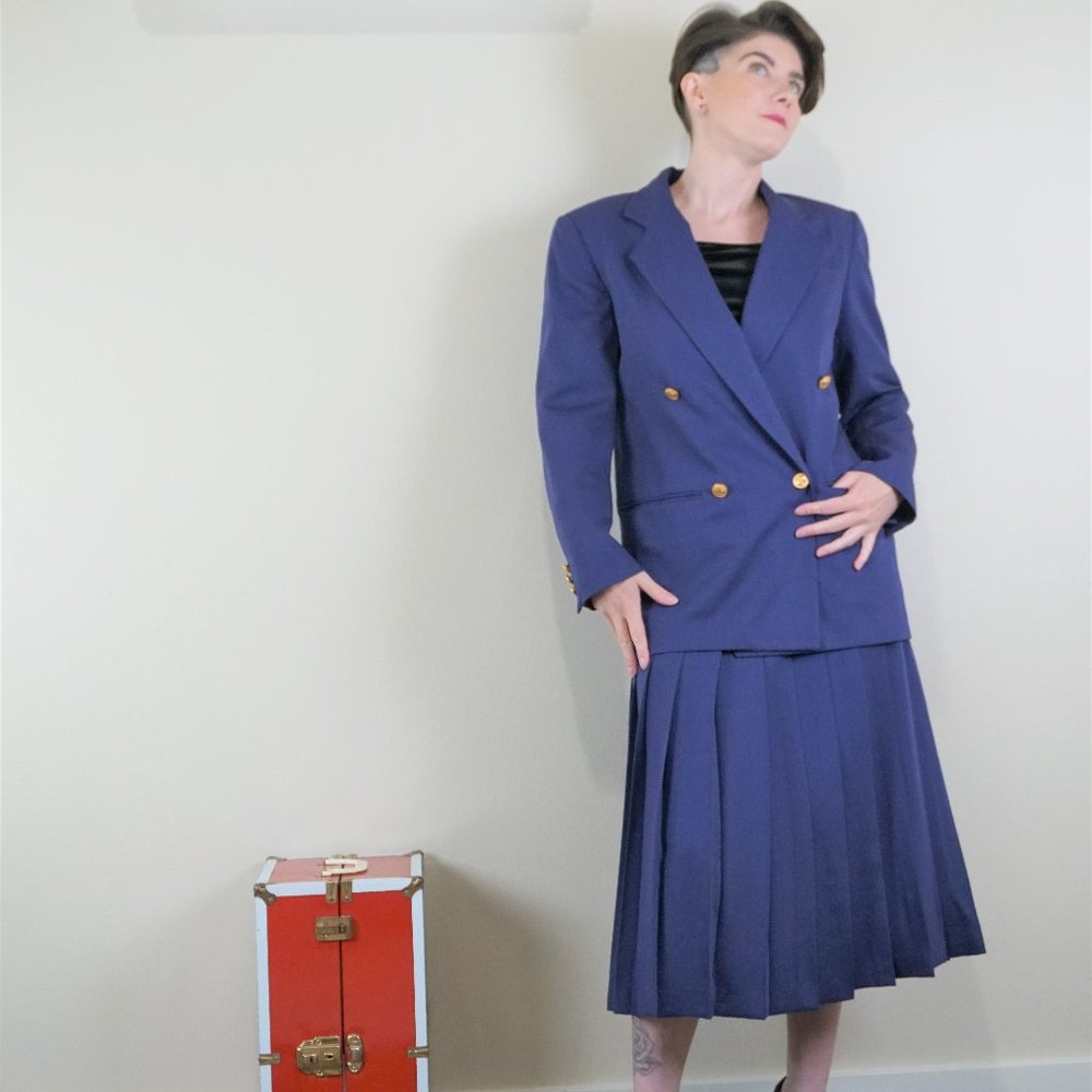 Vintage Purple Wool Freedberg Nordstrom Skirt Suit